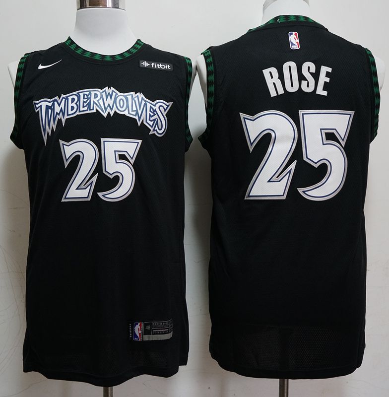 Men Minnesota Timberwolves 25 Rose Black Nike Game NBA Jerseys